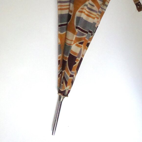 Vintage 60s Geometric Print Umbrella Unique Handle - Picture 3 of 14